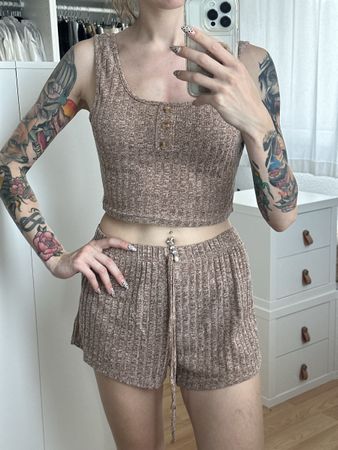 Pyjamaset Damen kurzmeliert Grösse S