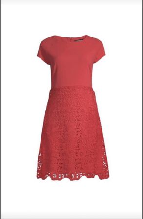 Taifun Spitzenkleid Gr. 42 rot elegant festlich