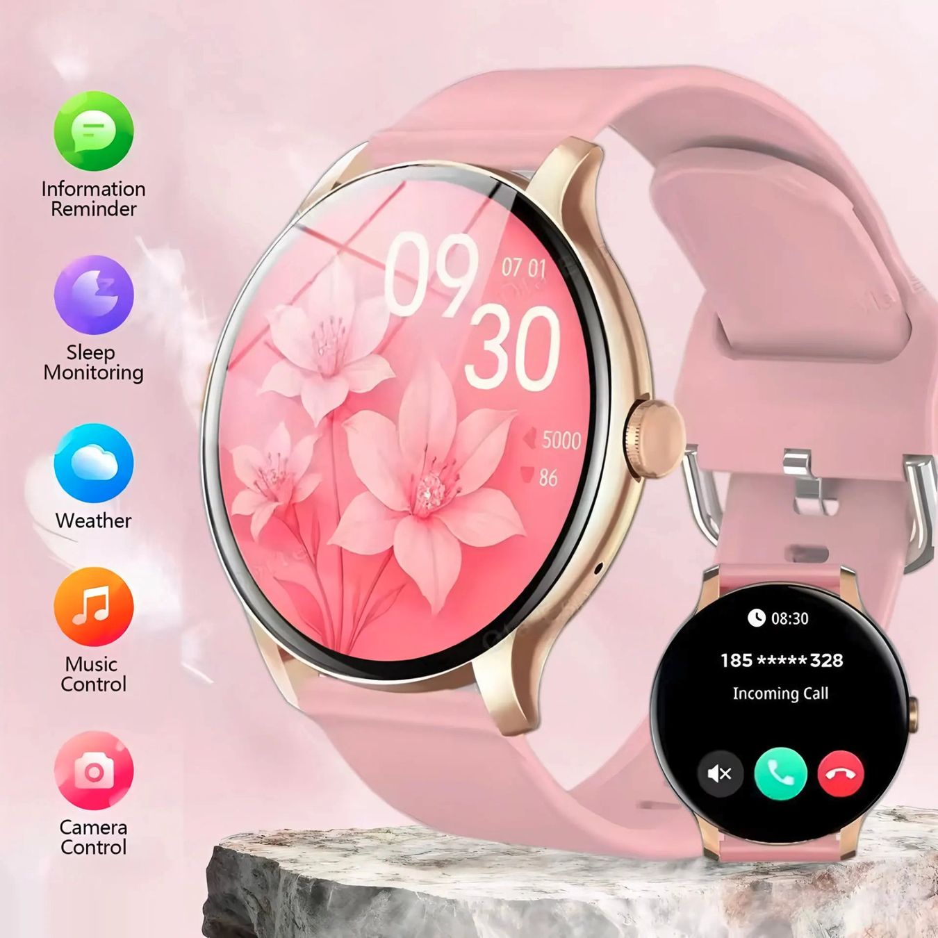 Smartwatch: Smartwatch AMOLED Bluetooth Anrufe Sportmodi NFC Rosa – Nuovo e nell'imballaggio originale da Rickenbach b. Wil venduto da Mysterion4