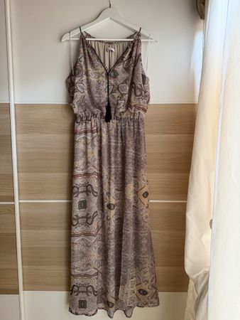 Abito lungo MNG paisley con spalle scoperte – M