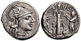 Ti. Minucius C.f. Augurinus AR Denarius (134 BC). Column