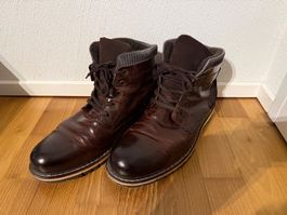 Herren Schnürstiefelette Echtleder braun - gefüttert - Gr 46