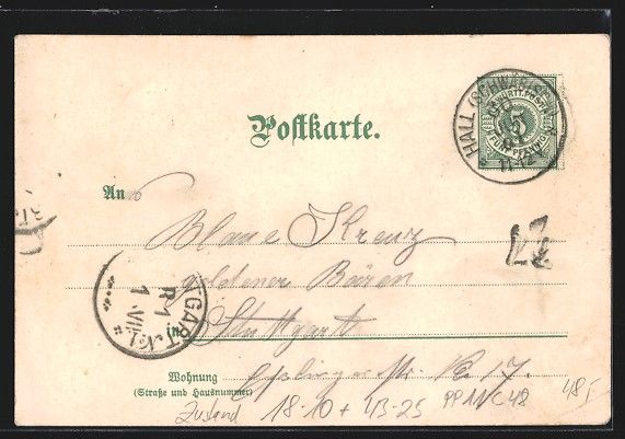 Cancelleria postale: Litho Ganzsache Württemberg PP11C48: Sc – Usato da Berlin venduto da bartko-reher 1