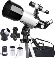 Teleskop 70 mm 400 mm Stativ Handyhalterung Tasche Weiss