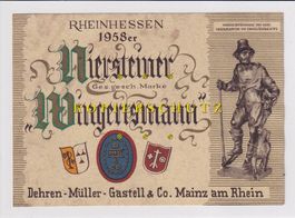 Etikette für Wein - Niersteiner Wingertsmann 1958 /bd