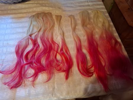 Clip-in Extensions Ombre Blond-Pink 50cm ungebraucht
