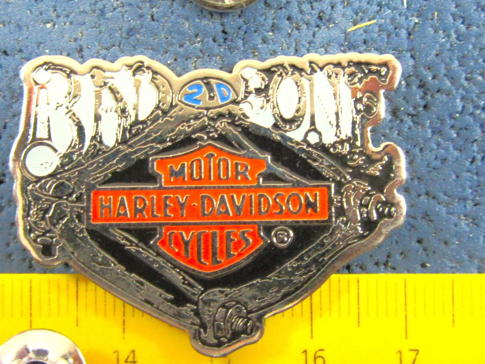 Harley-Davidson Placchette & Badge: HD PIN HARLEY DAVIDSON MOTOR CYCLES " BAD BONE " GEPRÄGT – Usato da Ettingen venduto da Hausi4711 1