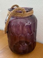 Windlicht /Laterne Garten Kordel aubergine,Glas massiv,gross