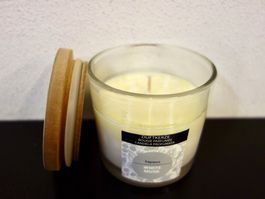 Duftkerze im Glas Deckel aus Holz WHITE MUSK Kerze Duft