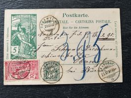 1900 Jubilé UPU 1875-1900 Entier postal 5 Ct + 10 Ct + 5 Ct 