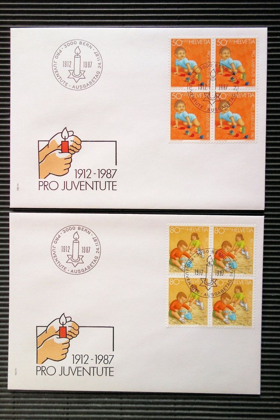 Tutti i francobolli: 1987 5 FDC Viererblöcke Entwicklung Kind – Nuovo (secondo la descrizione) da Mettmenstetten venduto da Sutasso 2