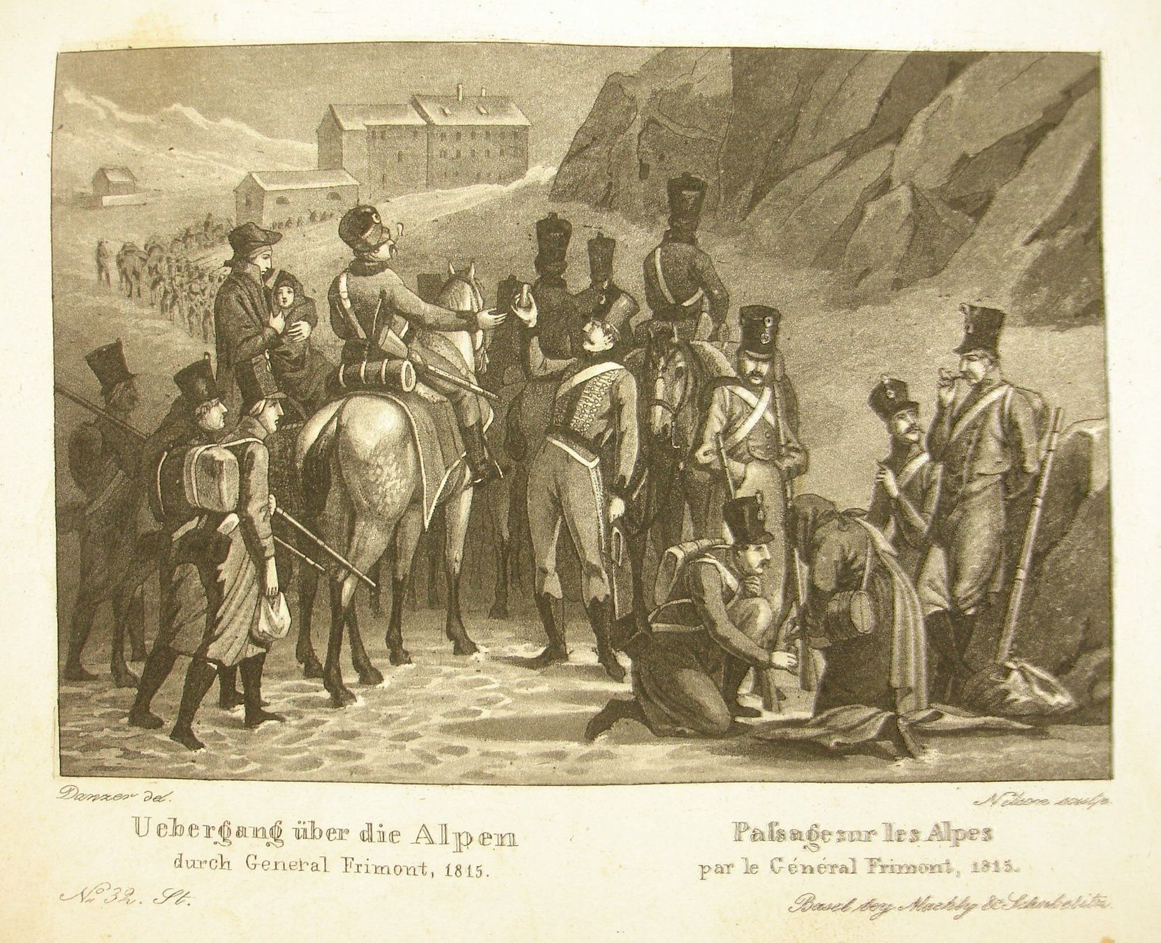Stiche: FRIMONT ALPENÜBERQUERUNG, AQUATINTA 1837 – Gebraucht aus Grüningen von Kartensammler 1