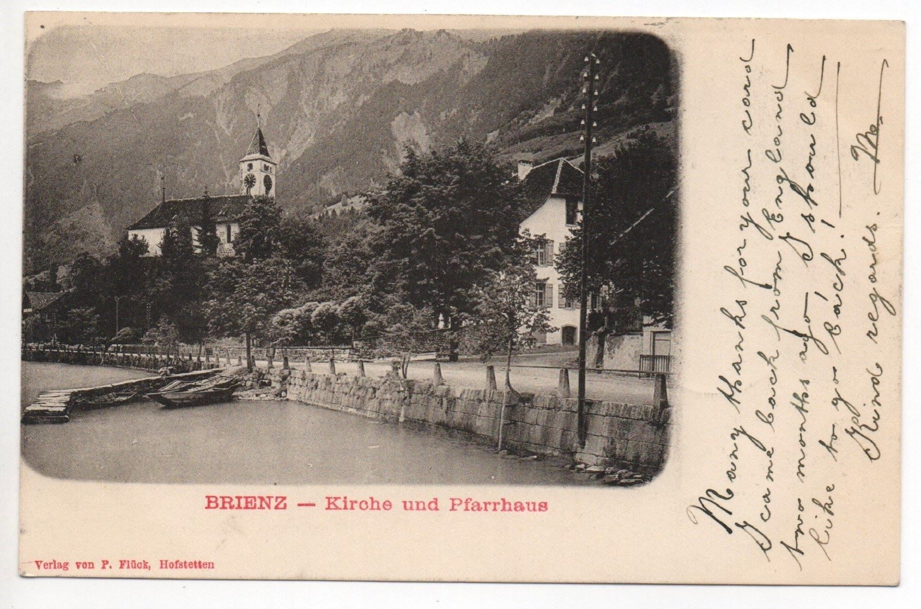 Cartoline postali: BRIENZ Kirche und Pfarrhaus – Usato da Jona venduto da philajona