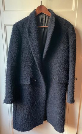 Manteau / mantel / coat, bleu marine, navy, bouclé, Zara S