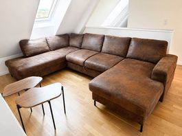 Vintage-braune Miuform Wohnlandschaft Segata Sofa, Bettsofa