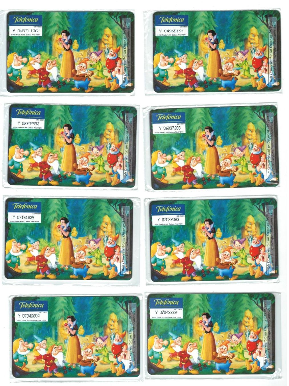 Schede telefoniche: 8Telefonkarten Spanien Schneewittchen Disney originalverpack – Nuovo e nell'imballaggio originale da Zürich venduto da Tolima194 1