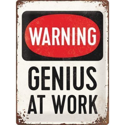 Schilder: Blechschild 3D-WARNING GENIUS AT WORK - 30 X 40 CM – Neu und originalverpackt aus Rupperswil von big-one-sale