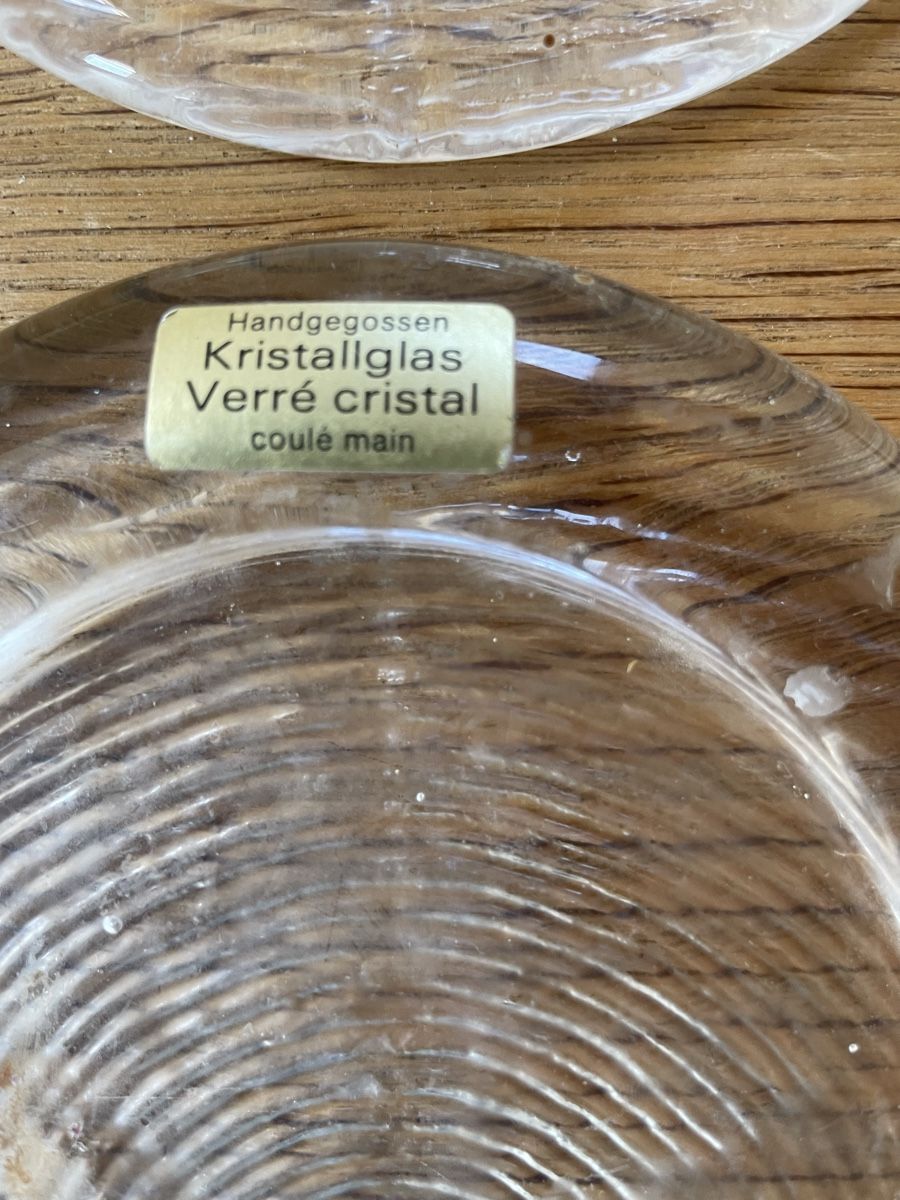 Untersetzer: 5 Kristallglas Untersetzer, Handgegossen – Neu (gemäss Beschreibung) aus Steinhausen von Piaweber1943. 1
