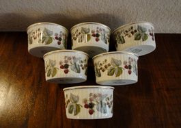 6er Set Auflaufförmchen/Soufflé-Förmchen mit Brombeermuster