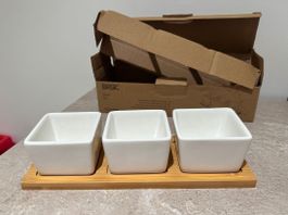 Neuwertiges BASIC Apéro-Schalen Set mit Bambus Tablett! Sola