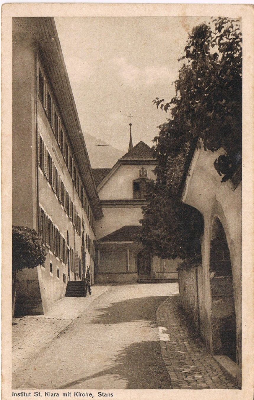 Cartoline postali: Institut St. Klara STANS mit Kirche – Usato da Buchs AG venduto da Baerfisch
