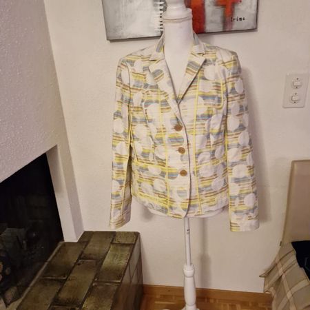 AKRIS punto Blazer Jacke Baumwolle bunt gestreift Gr. 42