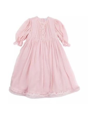 DOLCE&GABBANA Silk Flared Dress Size 11-12Y €1195 Rabbit Fur