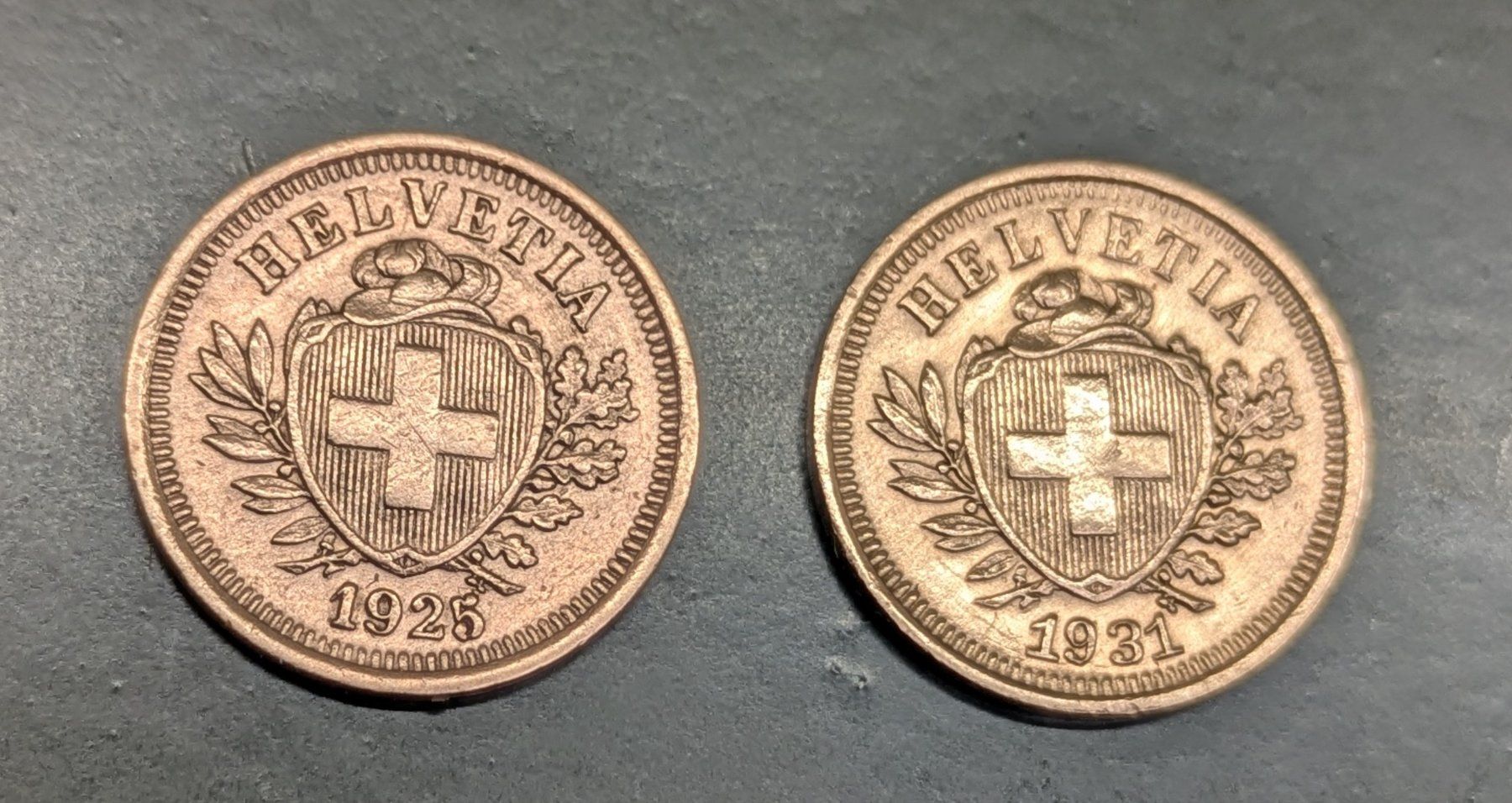 Alle Münzen: 2 x 1 Rp. 1925 + 1931 Bronze – Gebraucht aus Zetzwil von Spitz70