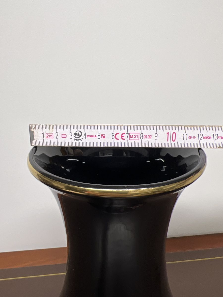 Vasen & Gefässe: Vase noir décor floral doré, 33cm – Gebraucht aus Bôle von K200C 5
