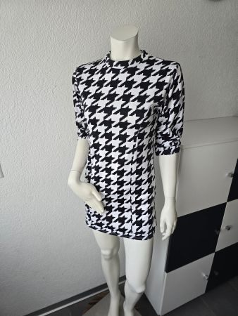 Robe courte retro pied de poule T-XS