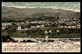 AK St. Gallen, Lachen-Vonwil, Totalansicht mit Gebirgszug