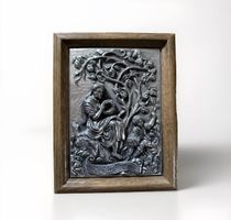 4 Zinnbilder im Holzrahmen | Betzner Relief | Handarbeit