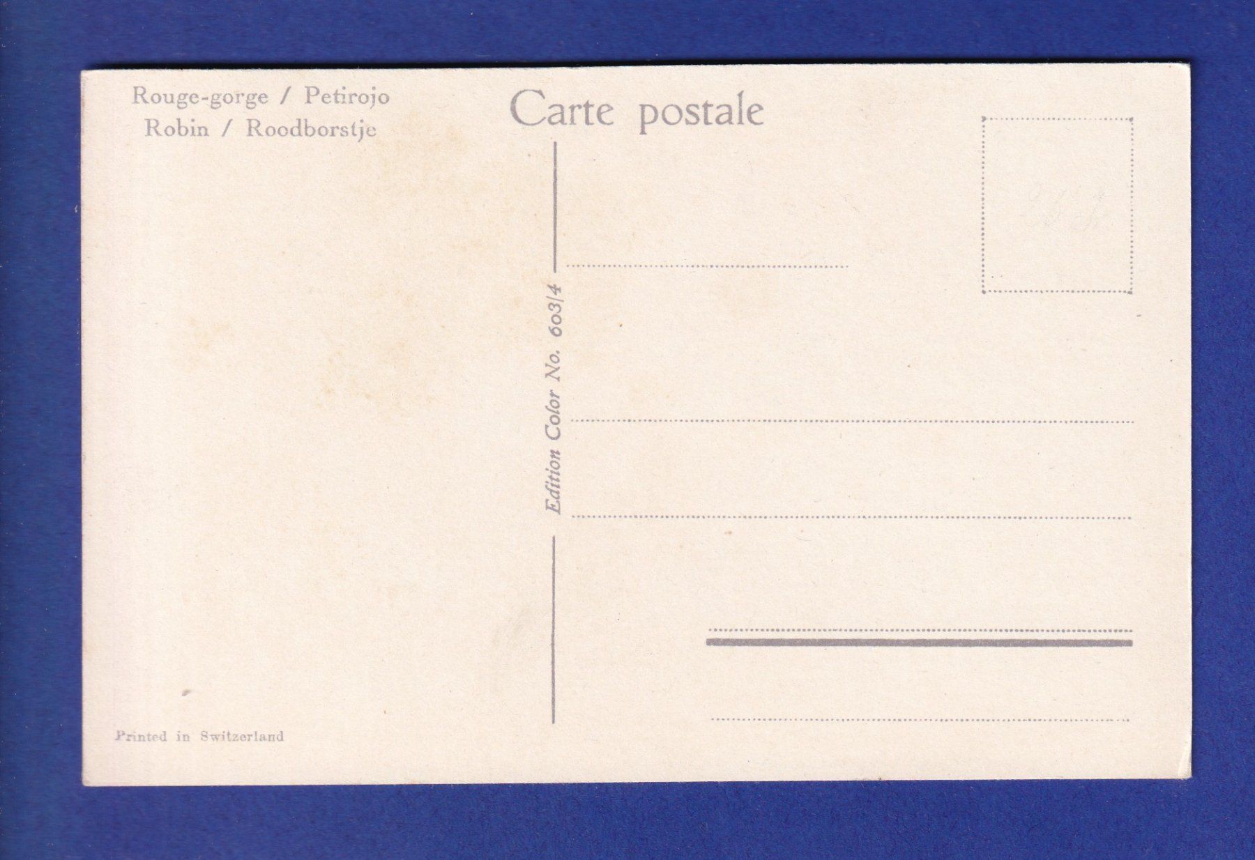 Cartoline postali: OISEAU - Rouge-Gorge – Usato da Pully venduto da nicecards-shop 1
