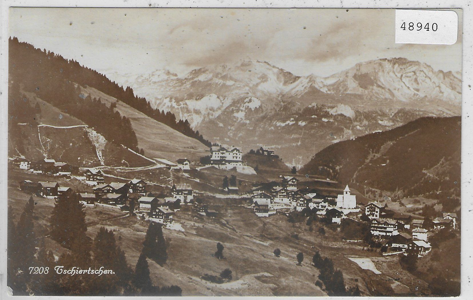 Ansichtskarten: Tschiertschen - Generalansicht 1918 – Gebraucht aus Ettingen von Kartenplanet