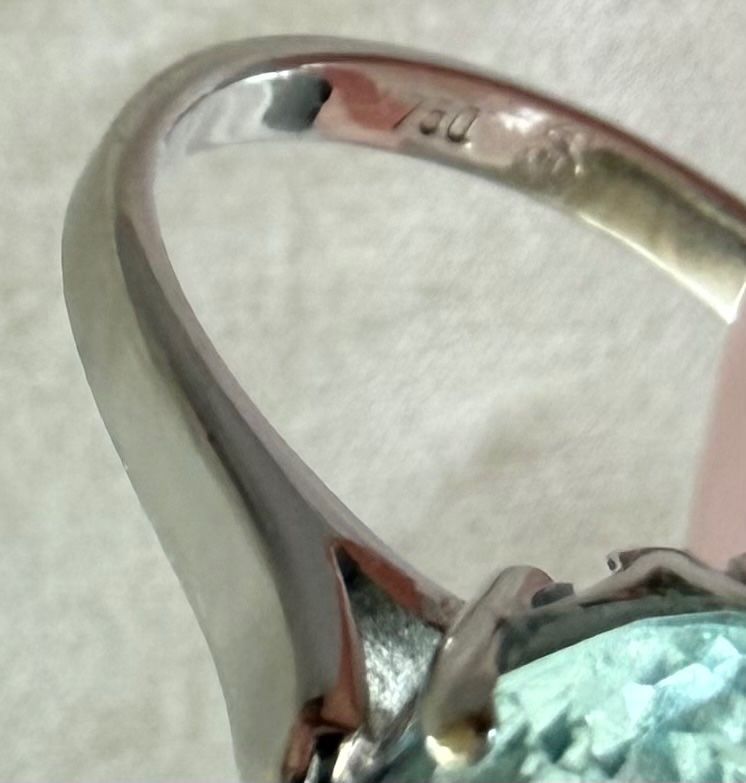 Anelli: Bague en or blanc avec aigue-marine véritable – Usato da Bussigny venduto da ccch 6