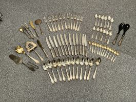 Besteck-Konvolut, 74 teilig, versilbert 90/100, WMF Fächer