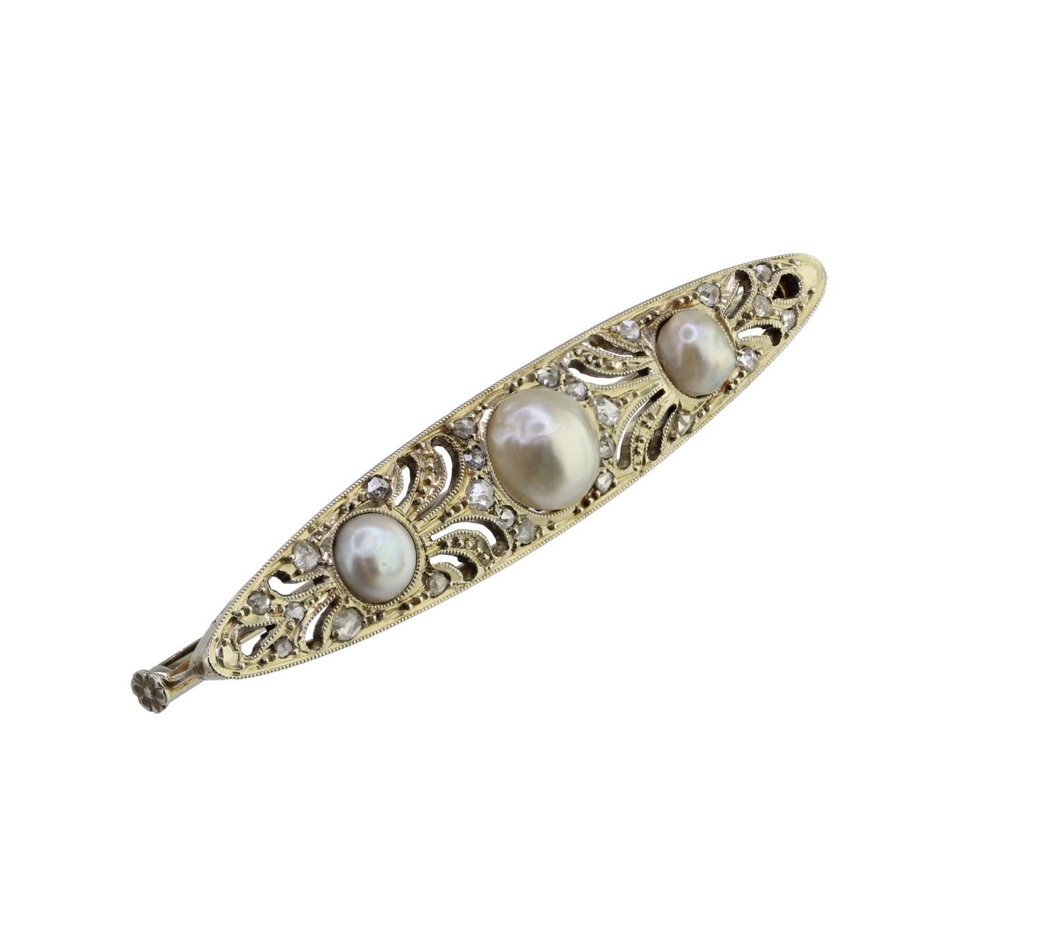 Spille & Fermagli: Natur-Perlen Diamant Stabbrosche, – Usato da Zürich venduto da Vintage-Jewellery 1
