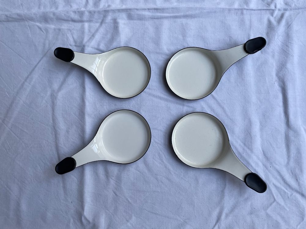 6x Raclette Pfännchen 10x10cm - Extra Lange Griffe Universal