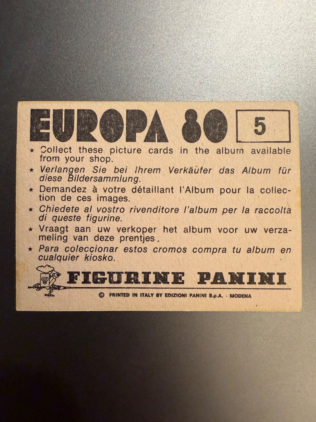 Panini Sammelbilder & Trading cards: Panini Europa 1980 - Map #5 – Gebraucht aus Nyon von Wyvern 2