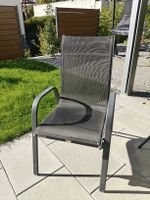 4 Gartenstühle, Metall Textil grau, gebrauchter Zustand