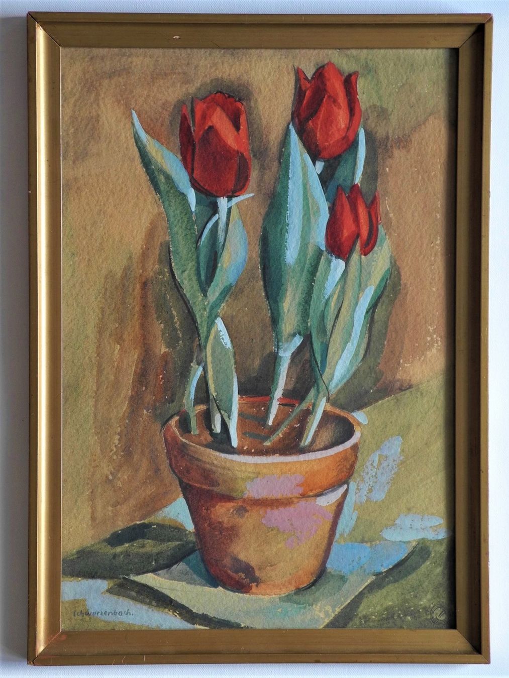 Dipinti: Armin Schwarzenbach 1914 - 2000 Tulpen im Topf – Usato da Schlossrued venduto da RareKunstWelt