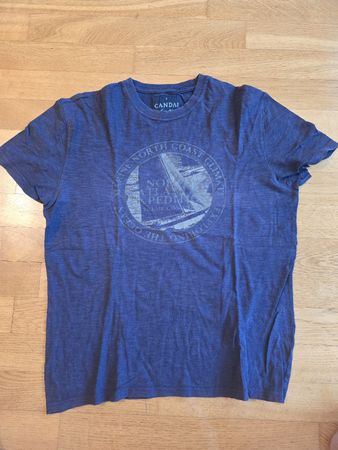 C&A Herren T-Shirt Gr. S Marineblau – Segelboot Print