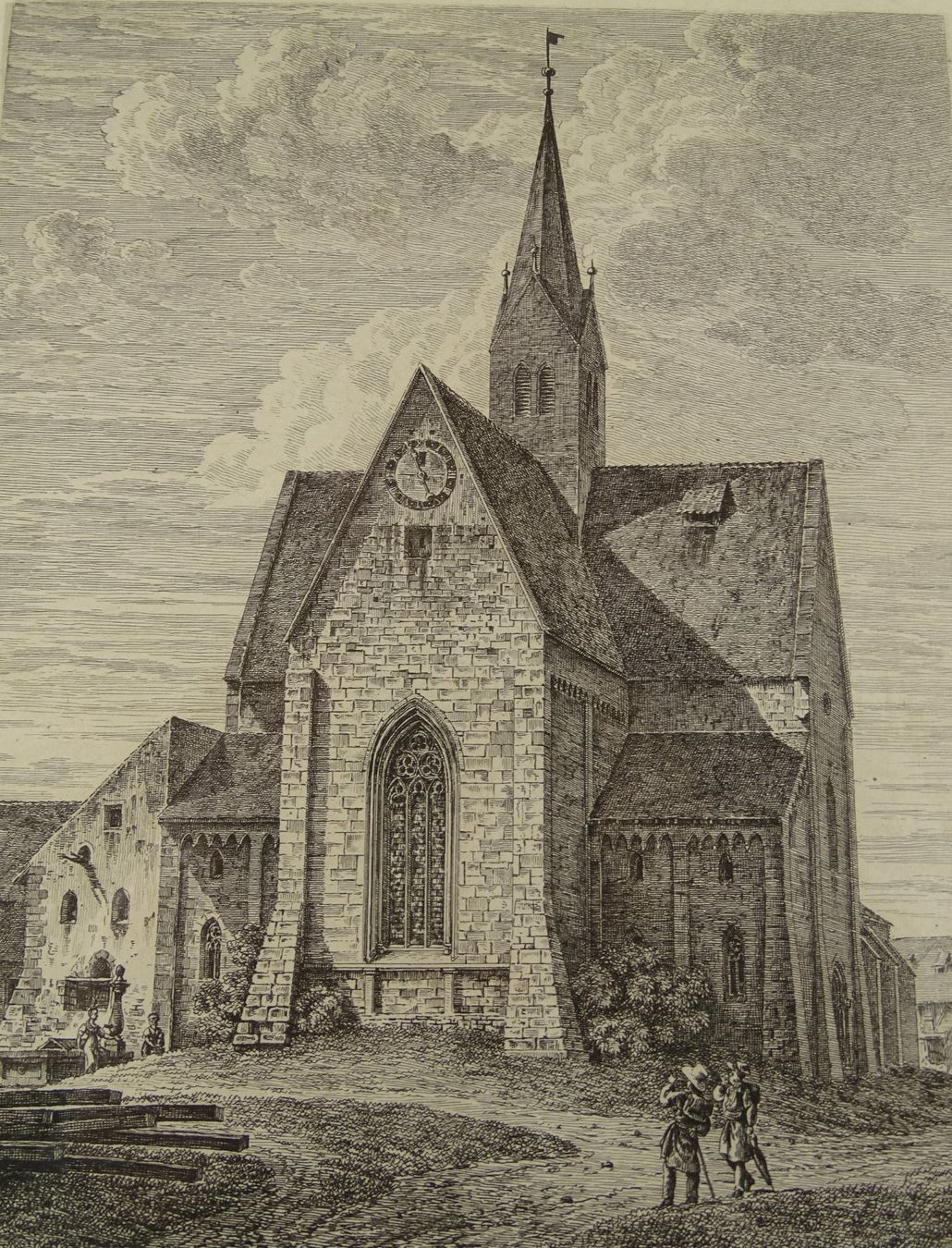 Incisioni: KAPPEL, KLOSTERKIRCHE, KUPFERSTICH 1830 – Usato da Grüningen venduto da Kartensammler 2