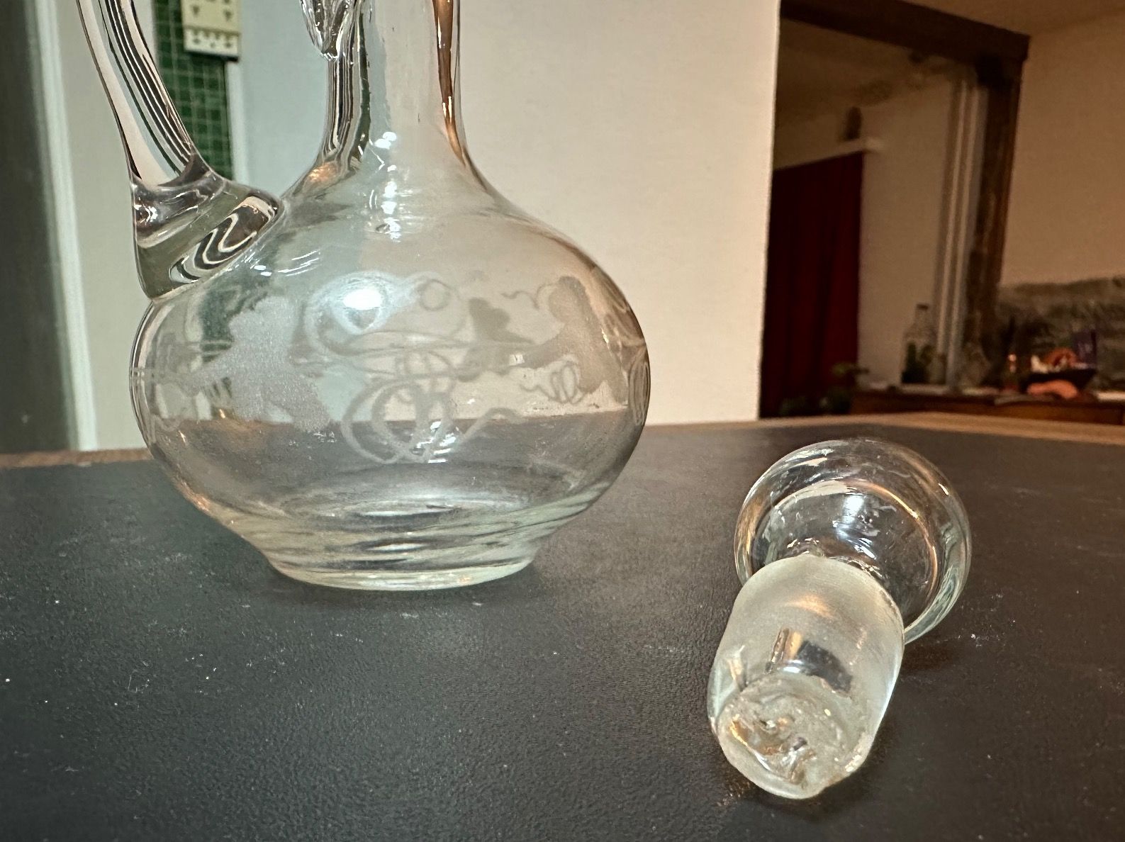 Caraffe: Flühli? Glas-Karaffe mit gerutschtem Decor – Usato da Frauenfeld venduto da aluma14 1