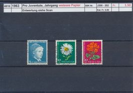 1963 Pro Juventute, Jahrgang weisses Papier, gestempelt