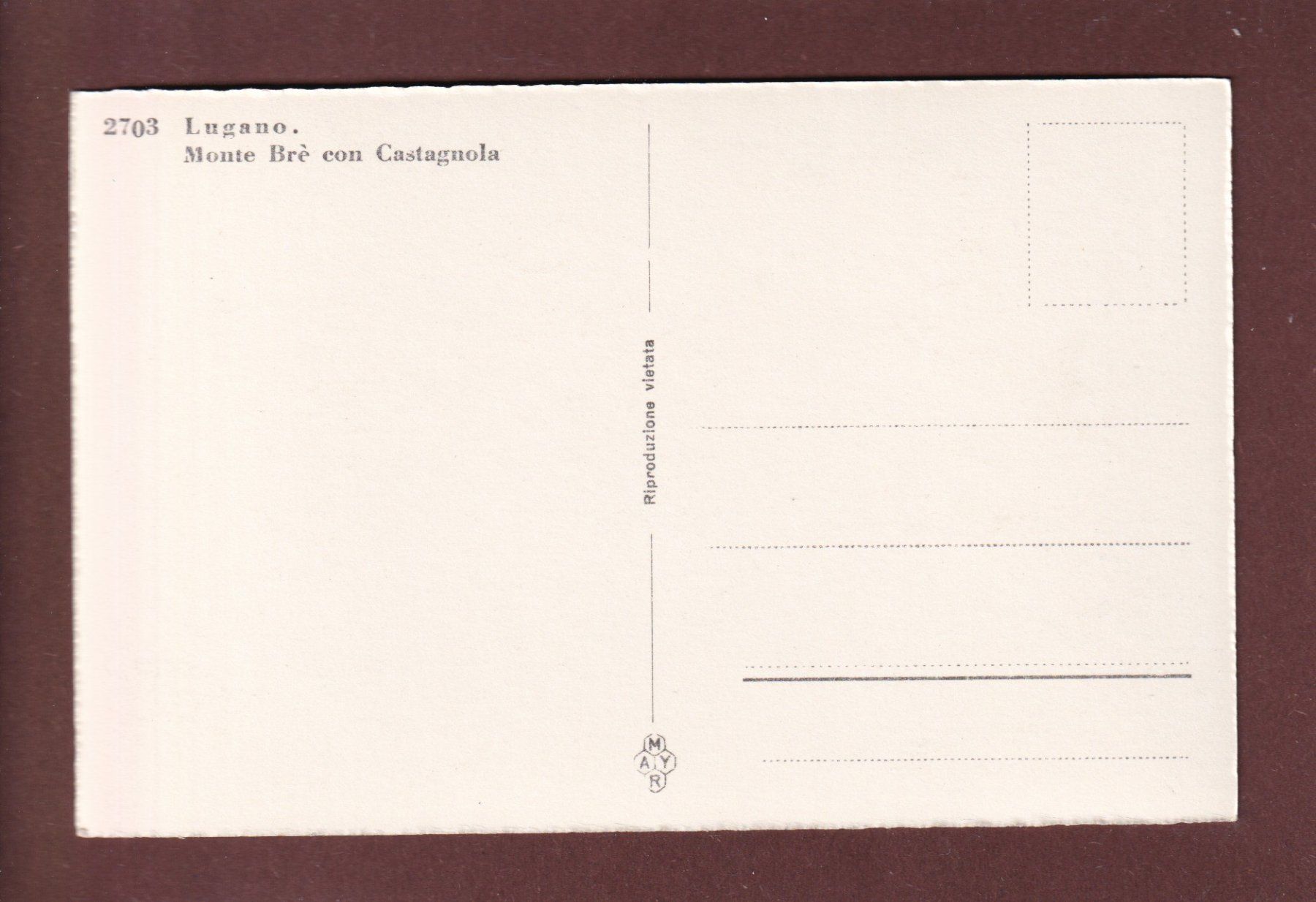 Cartoline postali: MONTE BRE con Castagnola – Usato da Pully venduto da nicecards 1