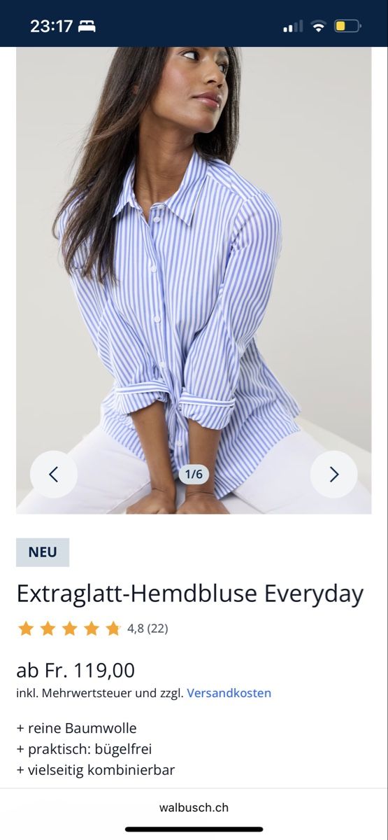 Walbusch Camicette: Walbusch Extraglatt Hemdbluse Gr. 38, hellblau  – Usato da Staad SG venduto da Chirrari