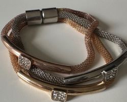 Elegantes Armband, dreifach, gold-, silberfarben, neu! (51)
