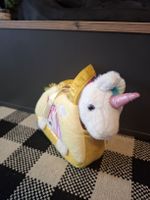 Einhorn Plüschtier mit Tasche gelb guter Zustand