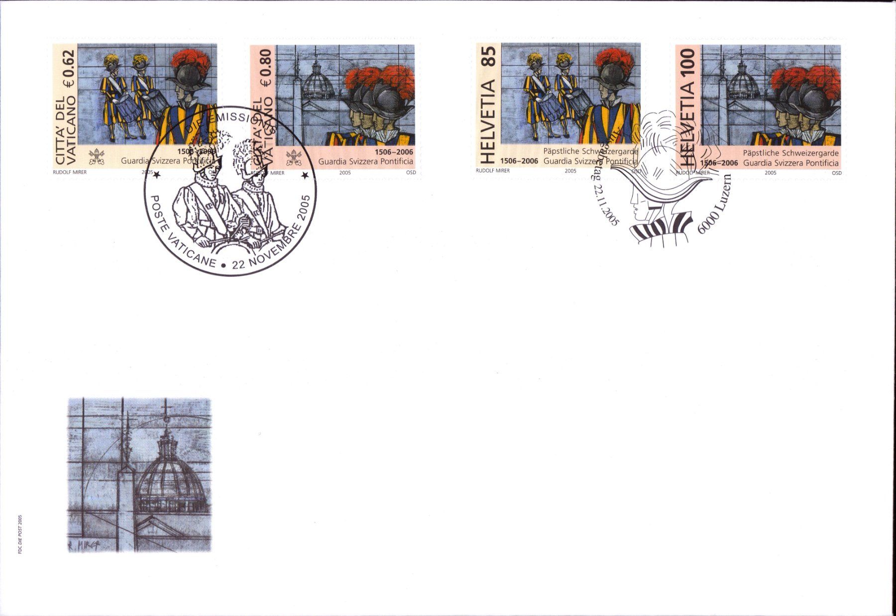 Alle Briefmarken: 2005 FDC 500 J.Päpstliche Schweizergarde Format E6  KW 20.- – Neu (gemäss Beschreibung) aus Eggersriet von stamp303
